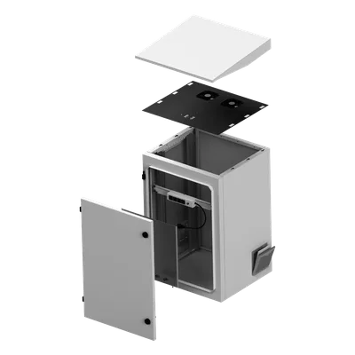 Gabinete Exterior IP / Rack 19" 24U / Ventiladores con Termostato / Acero Galvanizado / Filtro Antipartículas / Cerradura Doble