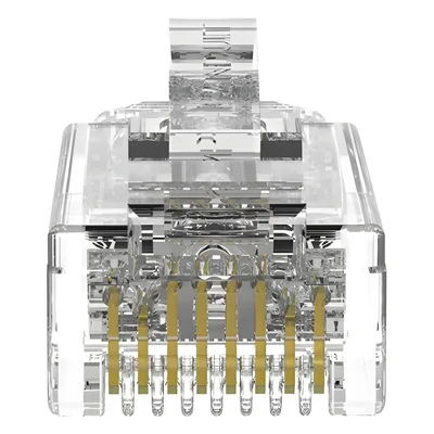 Plug RJ45 / Cat6A / 28 AWG / 50µ Oro / 2500 Ciclos / 3.5-4.8 mm / UL94 V0 / Paquete 100 pzas