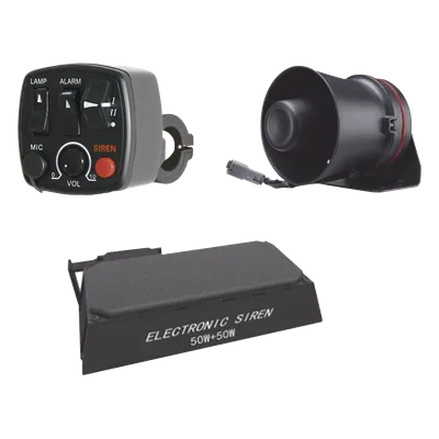 Kit de Señalización para Motocicleta / Sirena y Bocina 100W / Controlador Ergonómico / 3 Tonos de Advertencia / Manubrio 7/8" (22,22 mm)