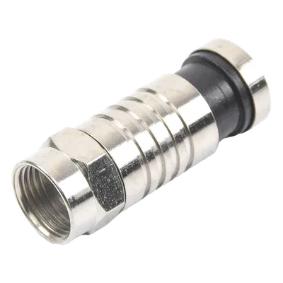 Conector F Macho / Compresión en Línea / Cable RG-59 / Cuerpo Bronce Niquelado / Contacto Oro / Aislante Teflón