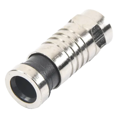 Conector F Macho / Compresión en Línea / Cable RG-59 / Cuerpo Bronce Niquelado / Contacto Oro / Aislante Teflón