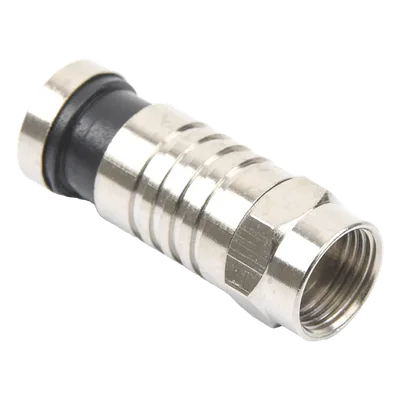Conector F Macho / Compresión en Línea / Cable RG-59 / Cuerpo Bronce Niquelado / Contacto Oro / Aislante Teflón