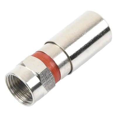 Conector F Macho / Compresión en Línea / Cable RG-59 / Cuerpo Bronce Niquelado / Contacto Oro 24k / Aislante Teflón