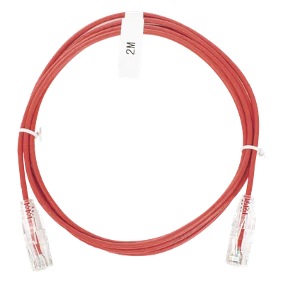 Cable de Parcheo Slim UTP Cat6 / 2 m (6.56 ft) / 28 AWG / RJ45 Chapado en Oro / Rojo