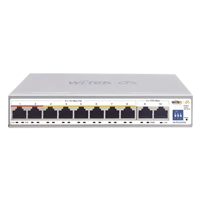 Switch PoE No administrable / Gestión Cloud / PoE de Largo Alcance Hasta 250m / 8 Puertos PoE 10/100Mbps (Puerto 1 Hasta 60W, Puertos 2 al 8 Hasta 30W) + 2 Puertos Gigabit Uplink / Presupuesto 120 W /