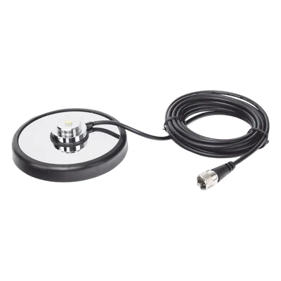 Montaje magnetico para antenas de 3/4" (Nmo), 5 m de cable RG-58A/U, conector UHF (PL-259) macho, diámetro de 5"