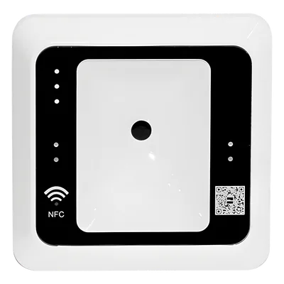 Lector QR y RFID / Salida Wiegand W26/W34/W66 / MIFARE 13.56 MHz / USB y RS485 / Lectura QR 5 cm / RFID 4 cm