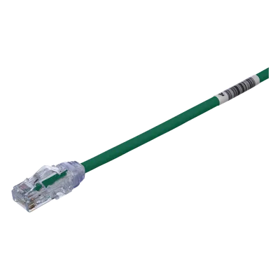 Cable de Parcheo UTP / Cat6A / 28 AWG Diámetro Reducido / CM-LSZH / 0.67 pies (8 pulgadas) / Verde