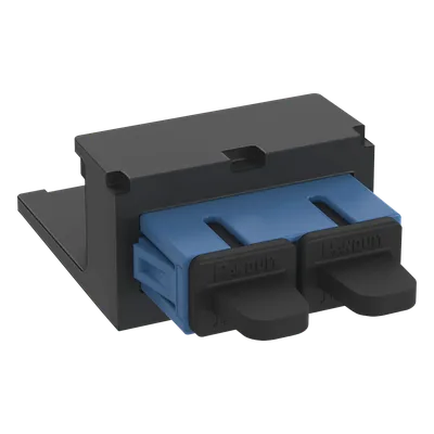 Módulo Acoplador / SC Duplex / Fibra Monomodo OS1/OS2 / Mini-Com / Cerámica Zirconia / 2 Espacios Modulares