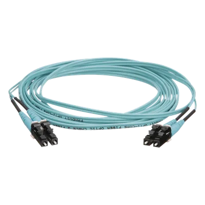 Jumper de Fibra Óptica / Multimodo OM4 50/125 / LC-LC Duplex / OFNR Riser / Aqua / 4 m (13.12 ft)