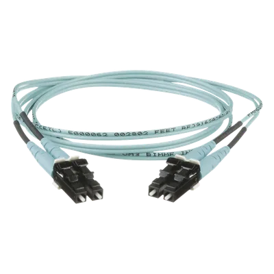Jumper de Fibra Óptica / Multimodo OM3 50/125 / LC-LC Dúplex / OFNR Riser / 8 m (26.25 pies) / Aqua