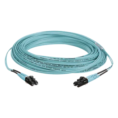Jumper de Fibra Óptica / Multimodo OM3 50/125 / LC-LC Dúplex / OFNR-LSZH / 20 m (65.62 ft) / Color Aqua