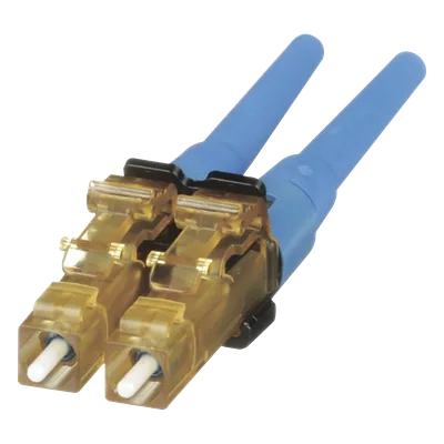 Conector de Fibra Óptica LC Duplex OptiCam, Monomodo 9/125 OS2, Pre-pulido, Color Azul