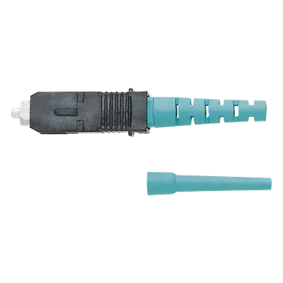 Conector de Fibra Óptica SC Simplex / Prepulido / Multimodo 50/125 OM3/OM4 / Pérdida 0.3 dB / Cerámica Zirconio / Aqua