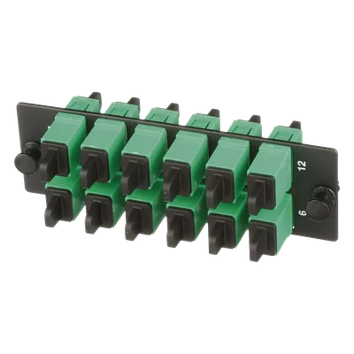 Placa Acopladora de Fibra Óptica / 12 Conectores SC/APC / Monomodo OS1/OS2 / Color Verde / Cerámica Zirconia