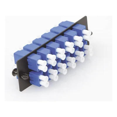 Placa Acopladora de Fibra Óptica / 12 Conectores LC Duplex / 24 Fibras Monomodo OS1/OS2 / Zirconia Cerámica / Color Azul