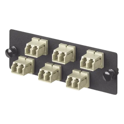 Placa Acopladora de Fibra Óptica / 6 Conectores LC Duplex / 12 Fibras / Multimodo OM1 / Mangas Cerámicas Zirconia