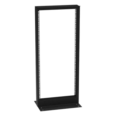 Rack de 2 Postes / 24 Unidades / 19" EIA-310D / Carga 460 kg / Base L para Piso / Acero Cal. 11 y 14