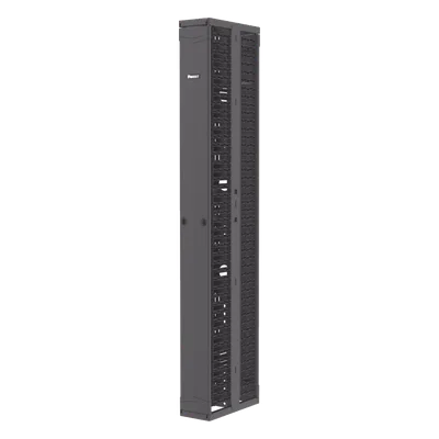 Organizador de Cables Vertical / Doble Frente y Posterior / 45 Unidades / 8 in de Ancho / Acero y ABS / Push-to-Close