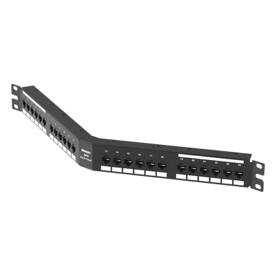 Panel de Parcheo Angulado / Categoría 6A / 24 Puertos / 1UR / 10GBASE-T / PoE++ 100W