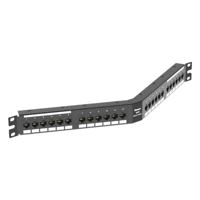 Panel de Parcheo Angulado / Categoría 6A / 24 Puertos / 1UR / 10GBASE-T / PoE++ 100W