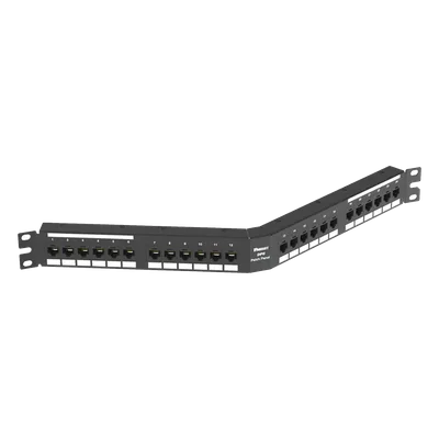 Panel de Parcheo Angulado / Categoría 6A / 24 Puertos / 1UR / 10GBASE-T / PoE++ 100W