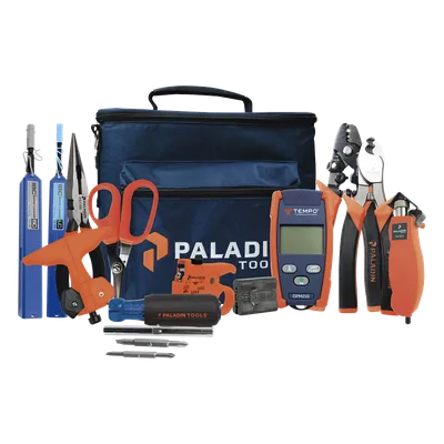 Kit de Herramientas para Fibra Óptica / Medidor de Potencia OPM-210 / 6 Desforradoras / Tijeras Kevlar / Limpieza 2.5mm y 1.25mm / Estuche Organizador