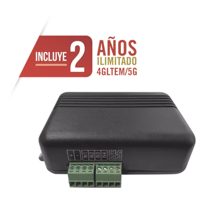 Controlador 4G LTE / 4 Entradas Digitales / 2 Salidas 300 mA / 2 Años Datos Ilimitados / 100 Usuarios / Activación Remota / Notificaciones Push y Email