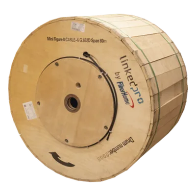 Carrete de Fibra Óptica Aérea Mini Figura 8 / G.652D Monomodo / 6 Hilos / Span 80 m (262 ft) / 4 km (2.5 mi)