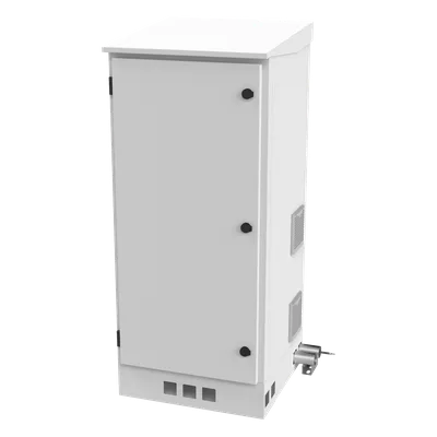 Gabinete de Piso Exterior / Rack 19" 16 U / Ventiladores con Termostato / IP-54 / Espacio para 2 Baterías / 110 VCA / 600 x 1429 x 5 mm