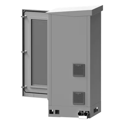 Gabinete de Piso Exterior / Rack 19" 16 U / Ventiladores con Termostato / IP-54 / Espacio para 2 Baterías / 110 VCA / 600 x 1429 x 5 mm