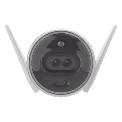 Cámara Bala IP / 2 Megapixel / Doble Lente 2.8 mm / 105° / Visión Nocturna a Color / IR 30 m (98.4 ft) / Wi-Fi 2.4 GHz / IP67 / Audio Bidireccional / Sirena y Luz Estroboscópica