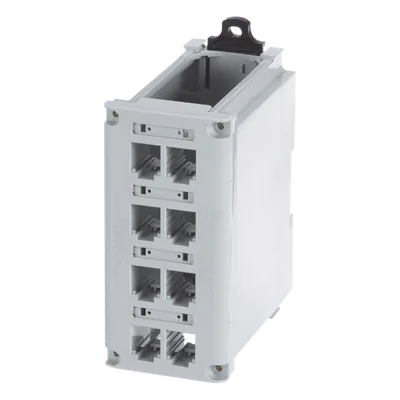 Panel de Parcheo Modular / Riel DIN 35 mm / 8 Puertos Mini-Com / UL94V-0 / -10 a 60°C / Gris