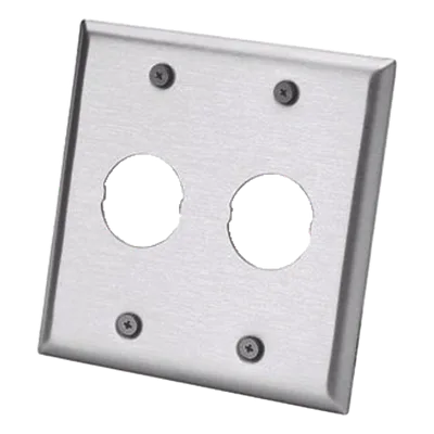 Placa de Pared Doble Industrial / 2 Puertos / Acero Inoxidable / 4.59x4.5x0.16 in / Montaje Vertical
