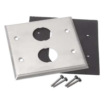 Placa de Pared Doble Industrial / 2 Puertos / Acero Inoxidable / 4.59x4.5x0.16 in / Montaje Vertical