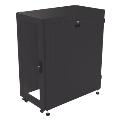 Gabinete de Piso para Telecomunicaciones / 24 UR / 600 x 1000 mm / Puerta con Cristal Templado / Cierre 3 Puntos / Postes Ajustables