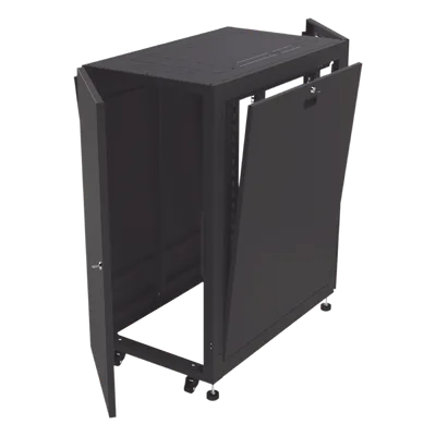 Gabinete de Piso para Telecomunicaciones / 24 UR / 600 x 1000 mm / Puerta con Cristal Templado / Cierre 3 Puntos / Postes Ajustables