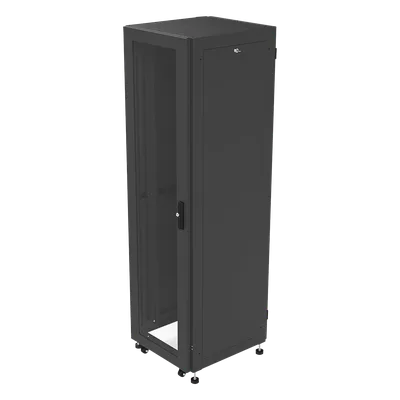 Gabinete Rack 19" / 42UR / 600 x 600 mm / Puerta Seguridad 3 Puntos / Cristal Templado / Laterales Desmontables