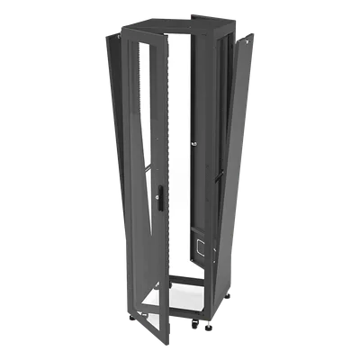 Gabinete Rack 19" / 42UR / 600 x 600 mm / Puerta Seguridad 3 Puntos / Cristal Templado / Laterales Desmontables