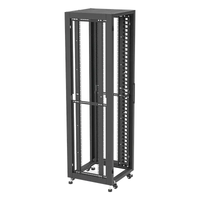 Gabinete Rack 19" / 42UR / 600 x 600 mm / Puerta Seguridad 3 Puntos / Cristal Templado / Laterales Desmontables