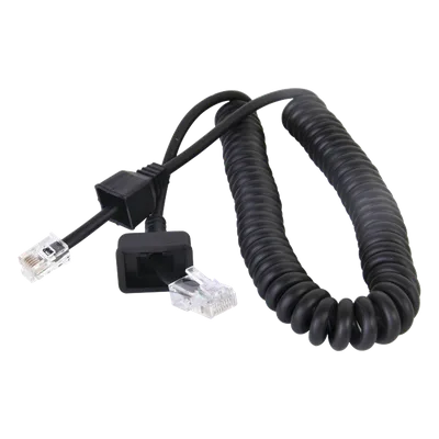 Cable para Micrófono de Radio Móvil / Conector RJ-45 de 6 Pines / Longitud 300 mm (11.8 in) / Cobre Desnudo / Temperatura -20~105°C / Funda PP-PU
