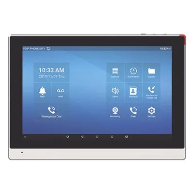Monitor IP/SIP para interior con Android, Wi-Fi, pantalla táctil de 10.1", audio de 2 vías, PoE, 8 interfaces de entrada de alarma.
