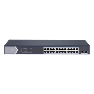 Switch PoE+ Administrable / 24 Puertos Gigabit / 2 Puertos SFP / PoE Extendido 250 m (820.2 ft) / 370 W / 56 Gbps