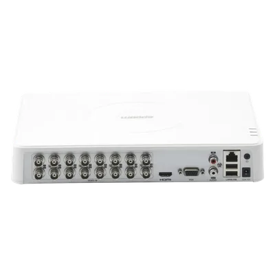 DVR Híbrido / 16 Canales TurboHD + 2 Canales IP / 1080p Lite / AcuSense Lite / Audio por Coaxitron / H.265+ / 1 Bahía HDD / Salida HDMI y VGA Full HD