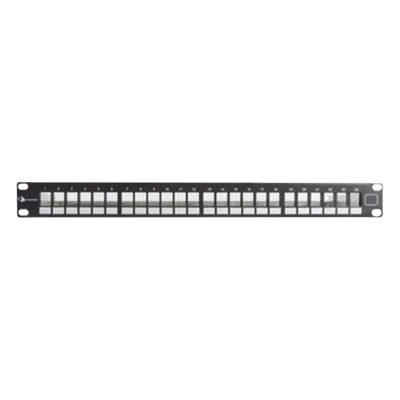 Patch Panel / Keystone UTP / 24 Puertos / Plano / 1UR / Acero 18 Gauge / -10 a 60°C