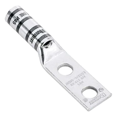 Terminal de Compresión / Calibre 6 AWG / Doble Orificio 1/2 pulg / Espaciado 44.5 mm (1.75 pulg) / Mirilla de Verificación / 1 Pieza