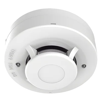 Detector de Humo Fotoeléctrico / 4 Hilos / DC 12 V / LED Duales 360° / Umbral 0.10 a 0.16 dB/m / Perfil Bajo 35 mm