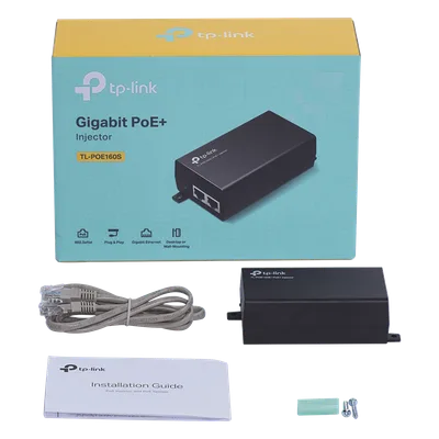 Inyector PoE+ / 30W / Gigabit 802.3af/at / 2 Puertos 10/100/1000 Mbps / Alcance 100 m (328 ft) / Plug and Play