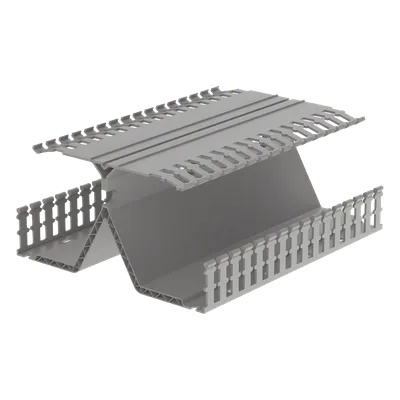 Canaleta Ranurada / Montaje Riel DIN 35 mm / 4.12 in Ancho x 8.23 in Alto x 6 ft (1.83 m) Largo / PVC Gris