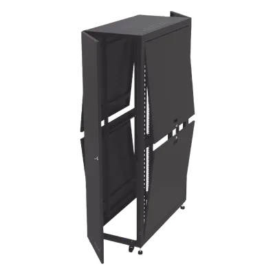 Gabinete de Piso para Telecomunicaciones / 45 UR / 1200 mm (3.94 ft) Profundidad / Carga 1300 kg / Puerta con Cristal Templado / 4 Postes Ajustables